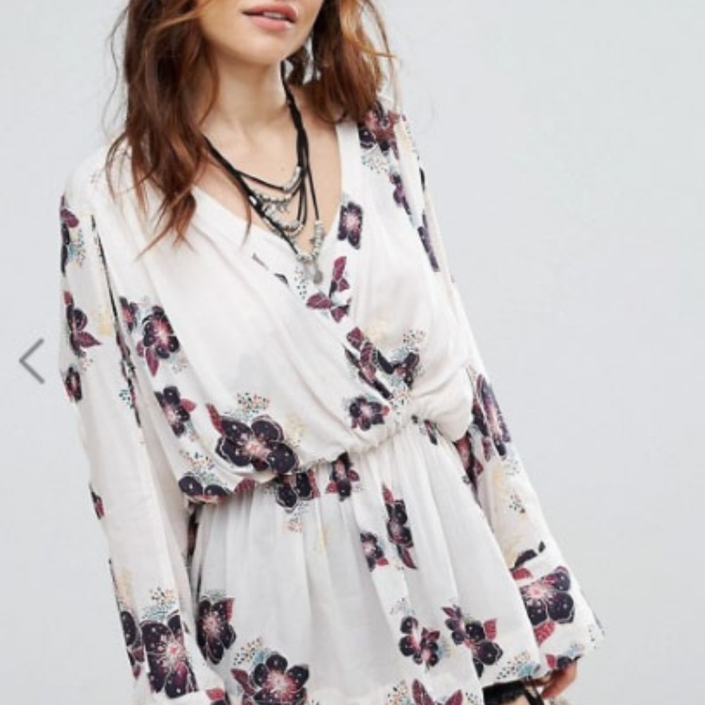 Free People New Tuscan Dreams Printed Wrap Blouse